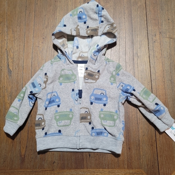 Carter’s Baby 3 Piece Hoodie Set with Car Print Size 6 Months NWT - Picture 2 of 13